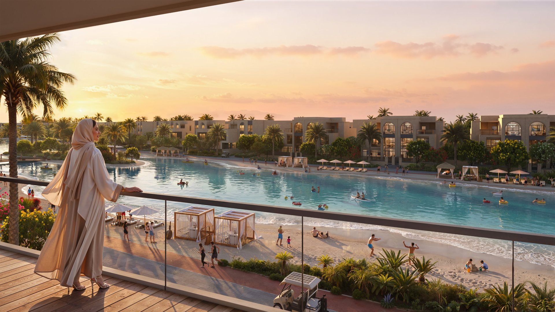 The lagoon at sunset, seen from a balcony